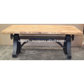 Industrial Crank Table Metal Rivets Black Color Mango Top en bois